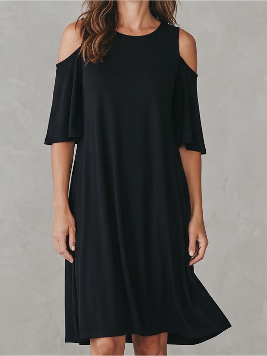Philosophy Dresses & Skirts - Philosophy Black Cold-Shoulder Midi Dress